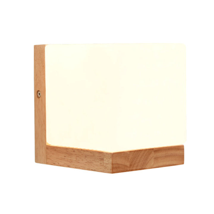 Lisslune | Modern Style Nordic Solid Wood Wall Light Cube Shape LED Wall Mounted Lamp for Bedroom
