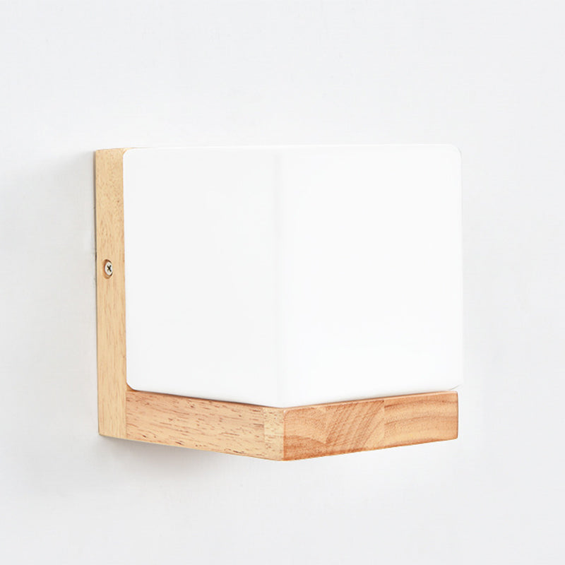 Lisslune | Modern Style Nordic Solid Wood Wall Light Cube Shape LED Wall Mounted Lamp for Bedroom