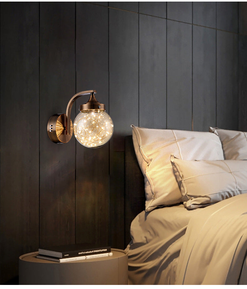 Lisslune | Creative Wall Light Spherical Shape Creative Star Lamp Warm Light for Bedroom