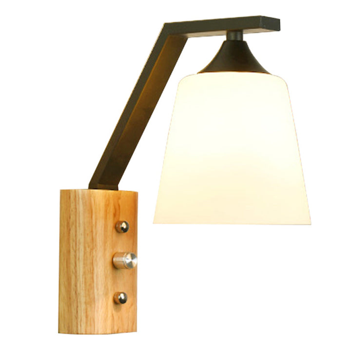 Skørter | White Glass Wall Lighting Wooden Lighting for Study Bedroom