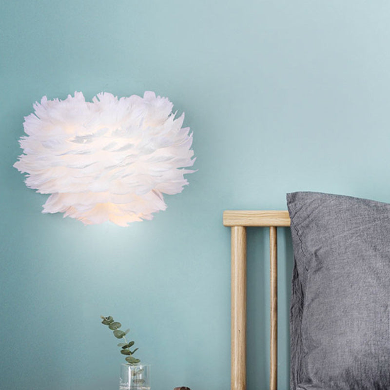 Lisslune | Home decoration wall lamp modern ambient lighting white feather wall light for living room bedroom