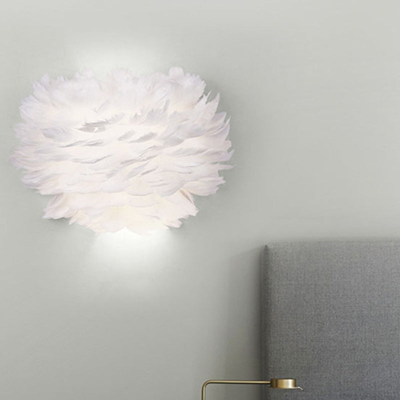 Lisslune | Home decoration wall lamp modern ambient lighting white feather wall light for living room bedroom