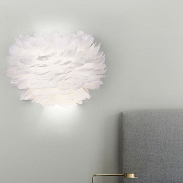 Lisslune | Home decoration wall lamp modern ambient lighting white feather wall light for living room bedroom