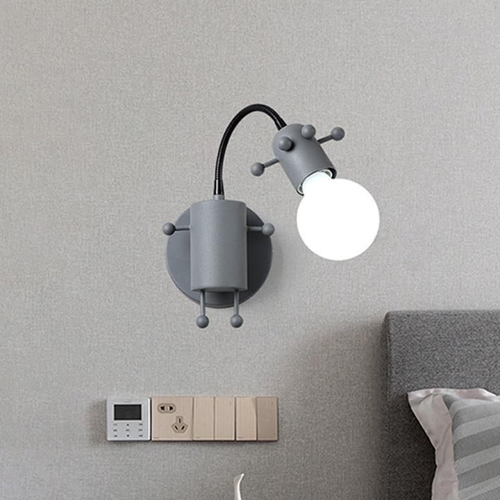 Skørter | Open Bulb Adjustable Wall Lamp Modernist Metal 1 Main Wall Mount Lighting in Gray/White/Green