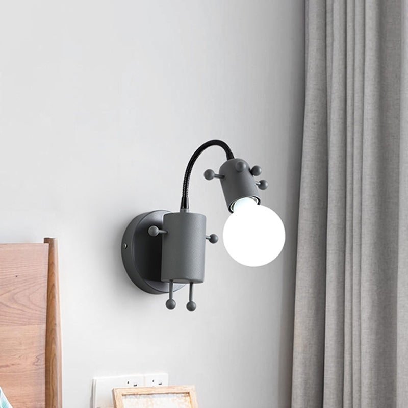 Skørter | Open Bulb Adjustable Wall Lamp Modernist Metal 1 Main Wall Mount Lighting in Gray/White/Green