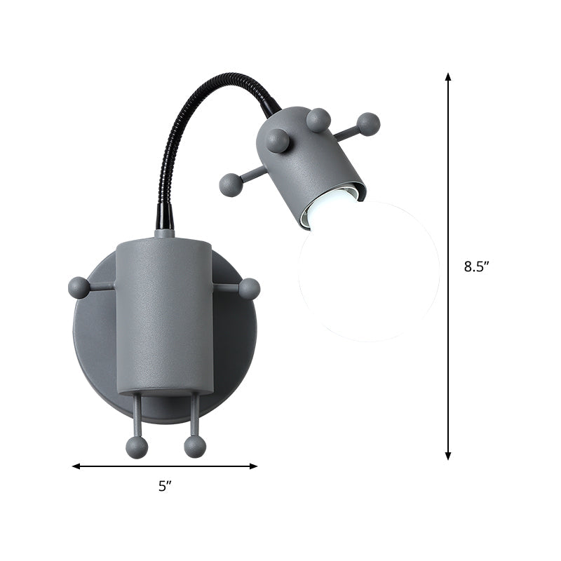 Skørter | Open Bulb Adjustable Wall Lamp Modernist Metal 1 Main Wall Mount Lighting in Gray/White/Green