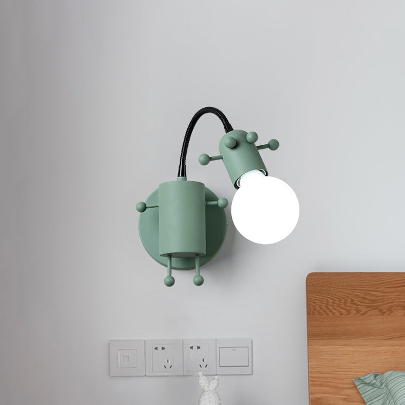 Skørter | Open Bulb Adjustable Wall Lamp Modernist Metal 1 Main Wall Mount Lighting in Gray/White/Green