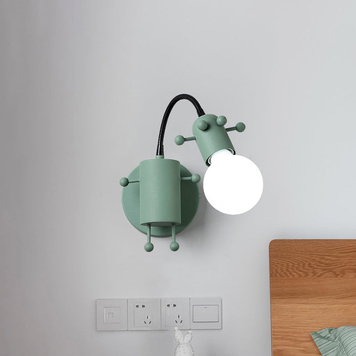 Skørter | Open Bulb Adjustable Wall Lamp Modernist Metal 1 Main Wall Mount Lighting in Gray/White/Green