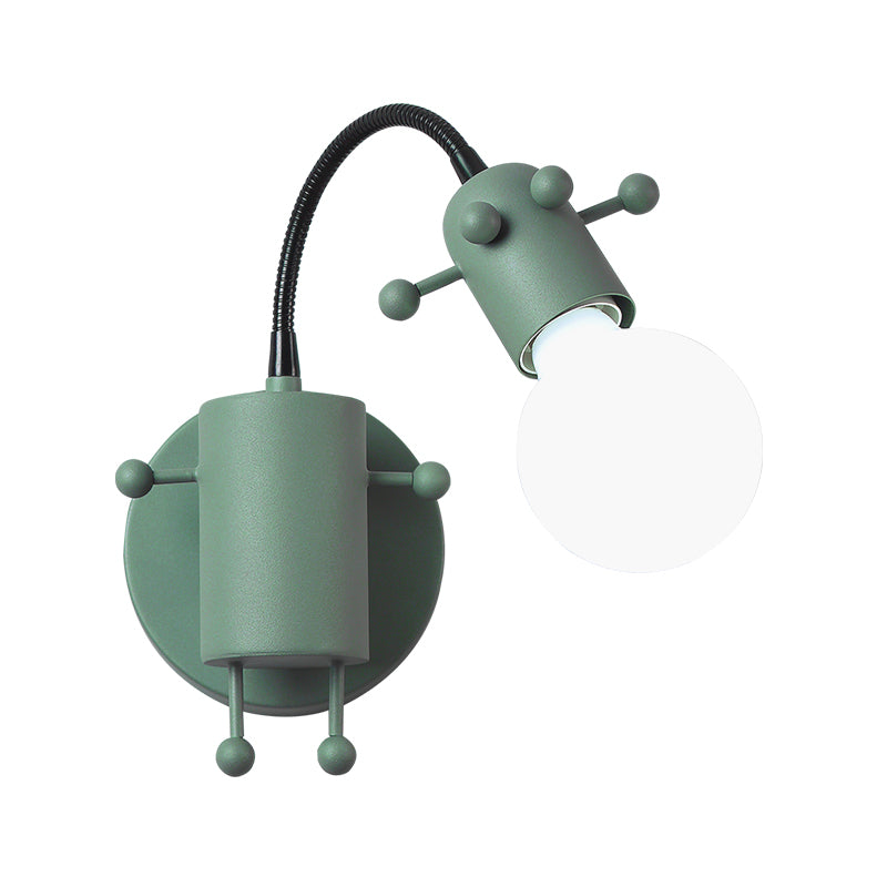 Skørter | Open Bulb Adjustable Wall Lamp Modernist Metal 1 Main Wall Mount Lighting in Gray/White/Green