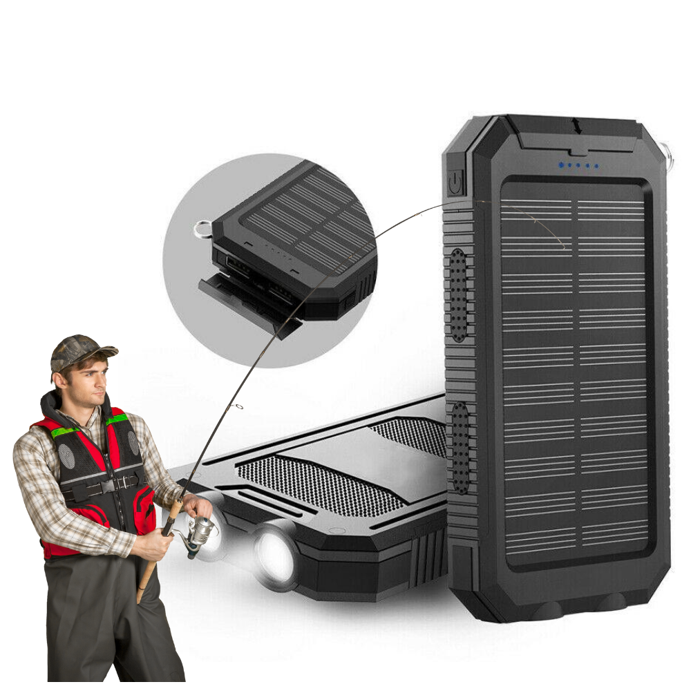 Lisslune | Fishing Power Bank 50000 mah Waterproof Solar Charger | Fishing Battery Pack with USB-C Fast Charging & LED Light