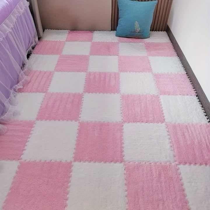Rynx | 40-piece Thickened Modern Plush Carpet] 40-piece Modern Plush Patchwork Thickened Carpet for Bedroom, Living Room, Wardrobe, Renovation of Rental Apartments, Suitable for All Seasons