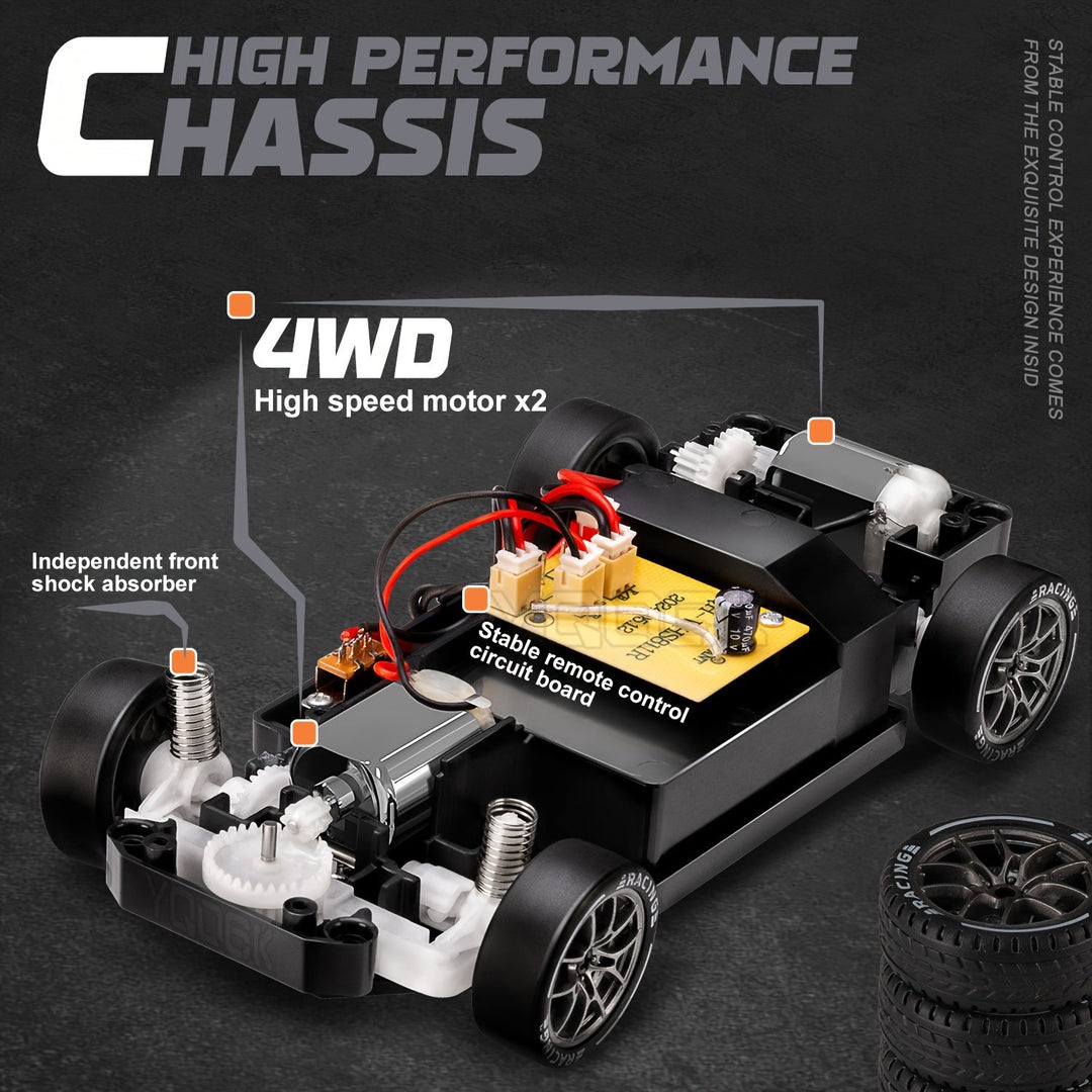 Lisslune | 1:24 RC Drift Car | 4WD, LED Wheels & USB Rechargeable for Indoor and Outdoor Racing Fun