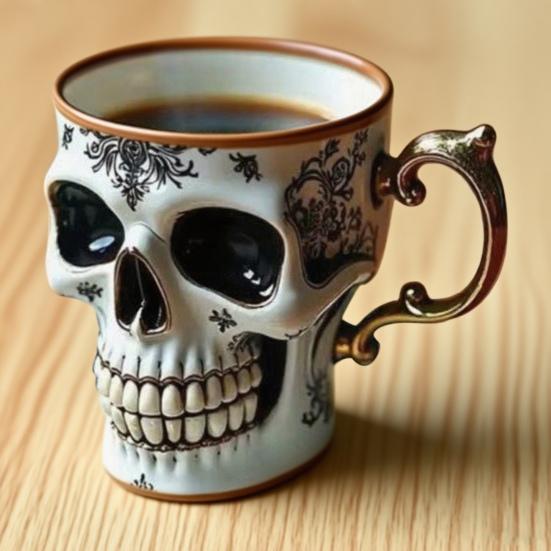 Lisslune | Gothic Skull Decorative Mug Noctura – Artistic Hand-Painted Skull Decoration