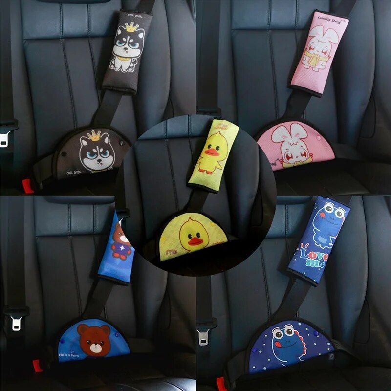 Lisslune | Children's Cartoon Safety Seatbelt Cushion and Adjustment Set