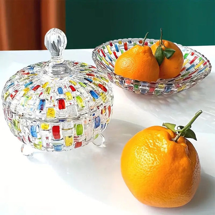 Lisslune | LustreCharm Stained Glass Candy Jar with Lid – Colourful Decorative Storage Pot