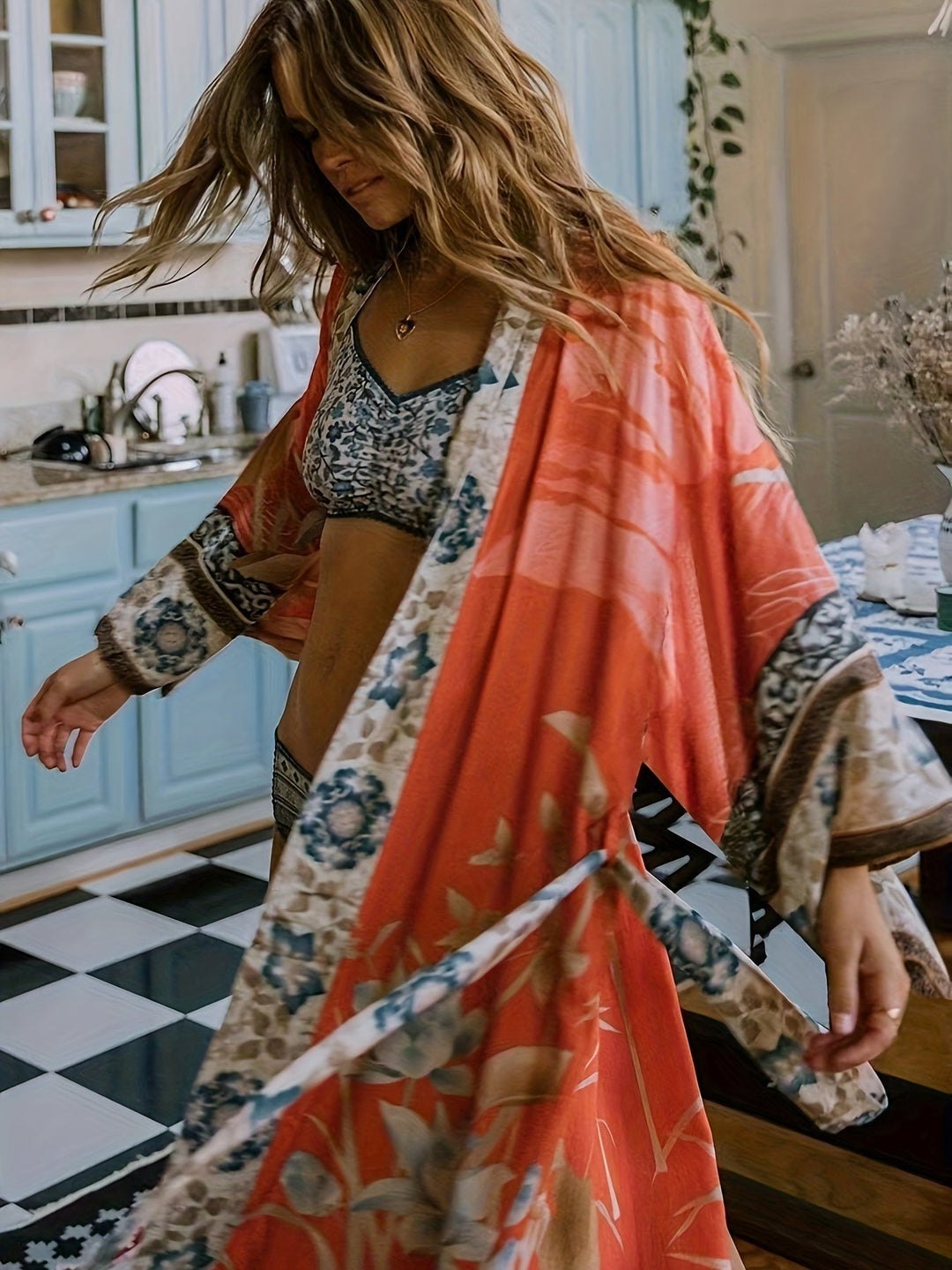 Lisslune | Bedruckter, Vom Kimono Inspirierter, Stylischer Strandüberwurf