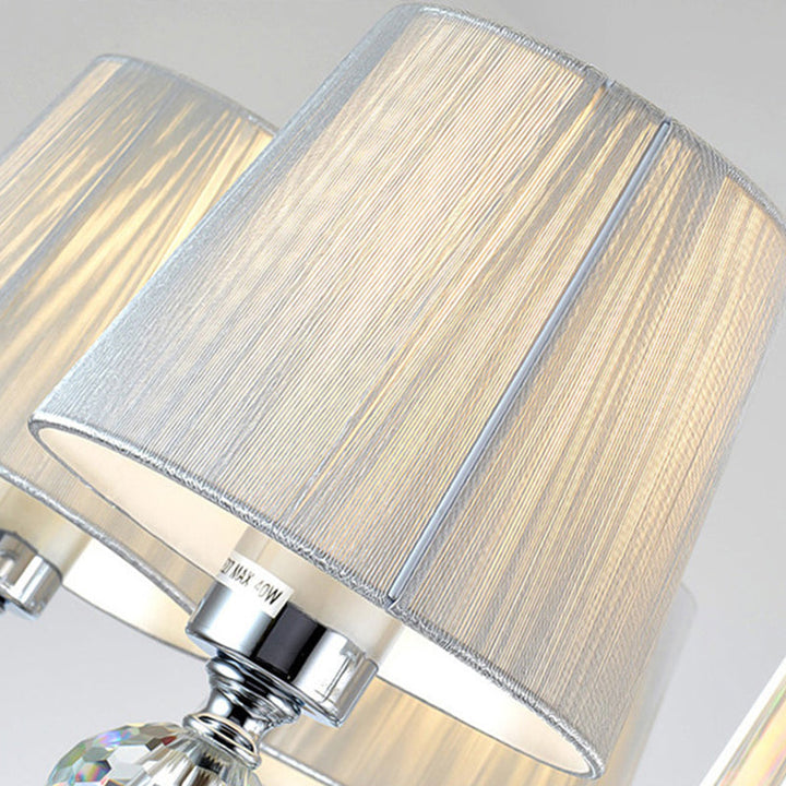 Lisslune | Cone Shadow Bedroom Wall Light Fixture Fabric 1 Head Modernism Style Silver Wall Light with Clear Crystal Ball Deco