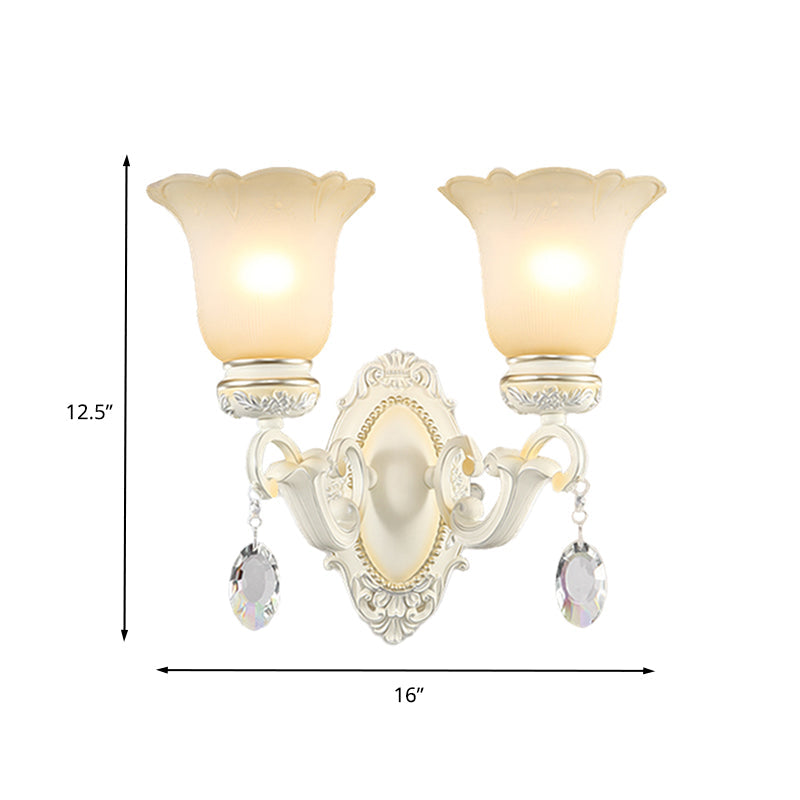 Skørter | Eivory Flower Wall Light Traditional White Glass 1/2 Lights Living Room Sconces Light