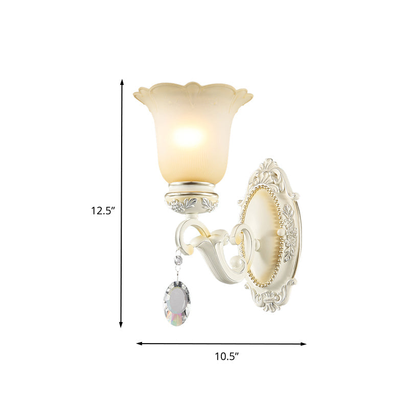 Skørter | Eivory Flower Wall Light Traditional White Glass 1/2 Lights Living Room Sconces Light