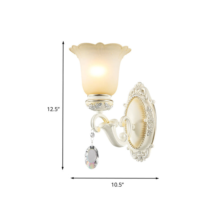 Skørter | Eivory Flower Wall Light Traditional White Glass 1/2 Lights Living Room Sconces Light
