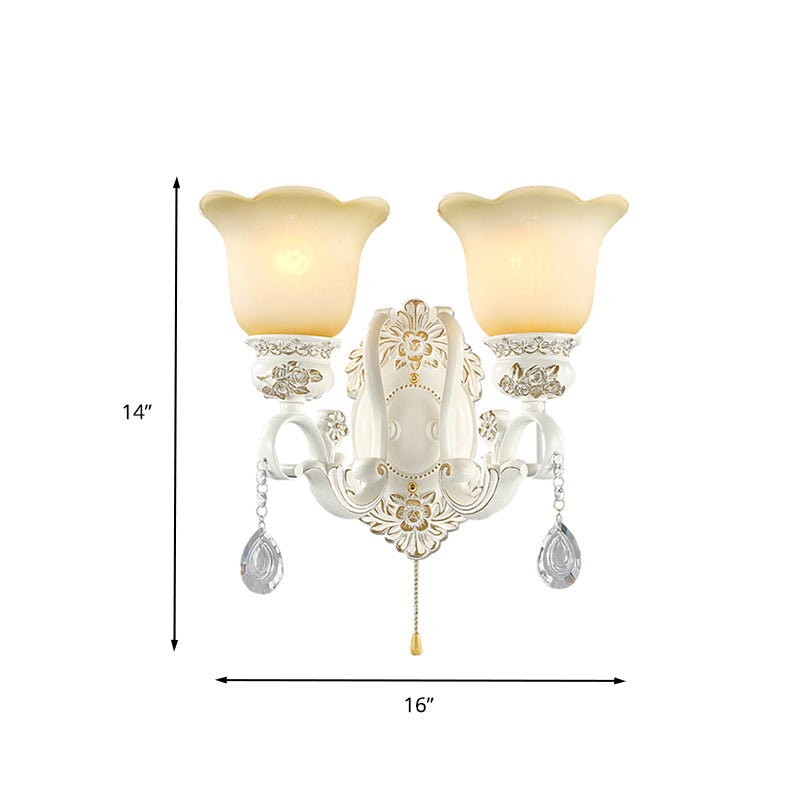 Skørter | Diagonal White Glass Wall Lamp Traditional 1/2 Lights Wall Lamp with Iridescent Resin Backplate