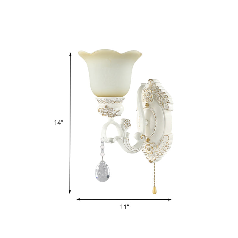 Skørter | Diagonal White Glass Wall Lamp Traditional 1/2 Lights Wall Lamp with Iridescent Resin Backplate