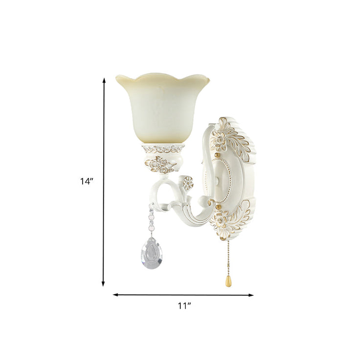 Skørter | Diagonal White Glass Wall Lamp Traditional 1/2 Lights Wall Lamp with Iridescent Resin Backplate