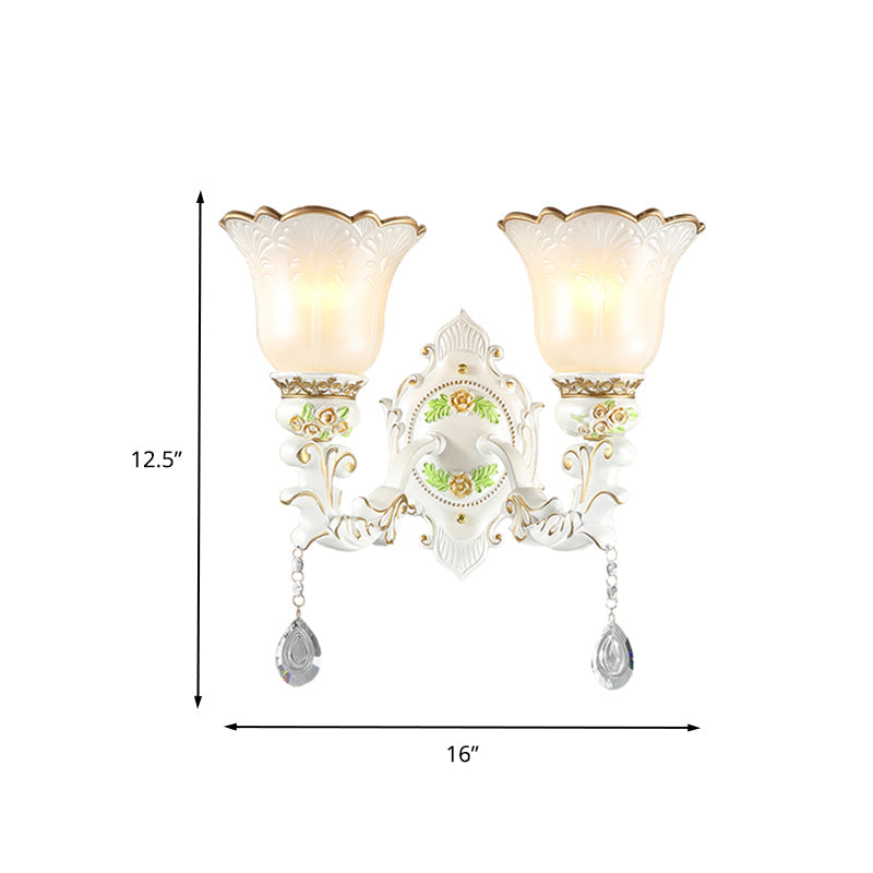 Skørter | Opal Glass Flower Wall Lamp Light Traditional 1/2 Lights Living Room Wall Lamp Fitting in White