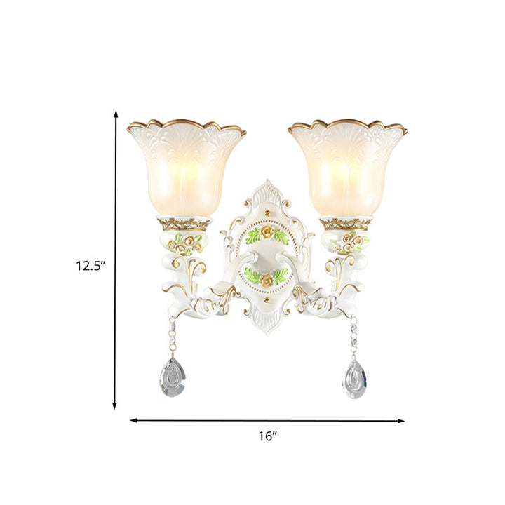 Skørter | Opal Glass Flower Wall Lamp Light Traditional 1/2 Lights Living Room Wall Lamp Fitting in White