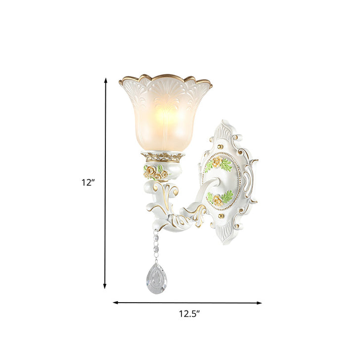 Skørter | Opal Glass Flower Wall Lamp Light Traditional 1/2 Lights Living Room Wall Lamp Fitting in White