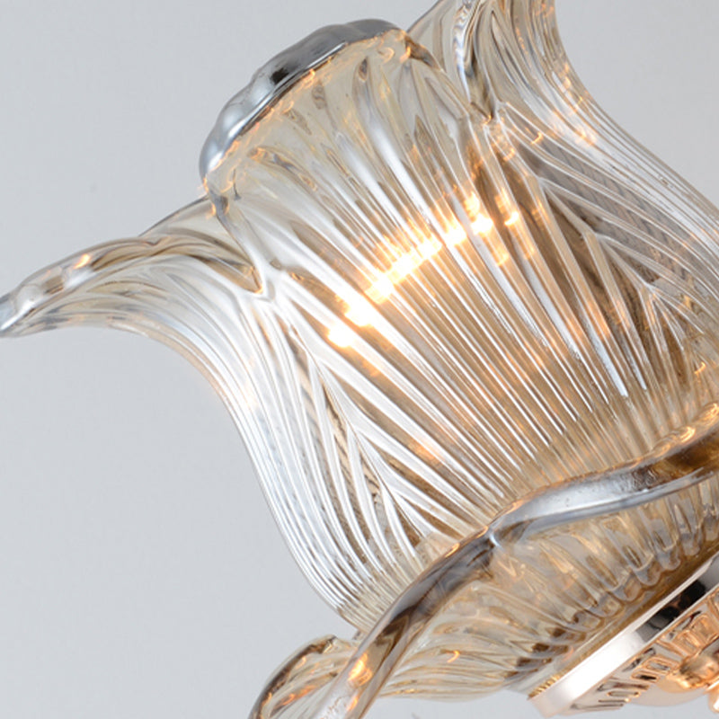 Lisslune | Flower Wall Mounted Light Source Modern Prism Glass 1/2 Heads Brass Wall Lamp with Crystal Drop Accent
