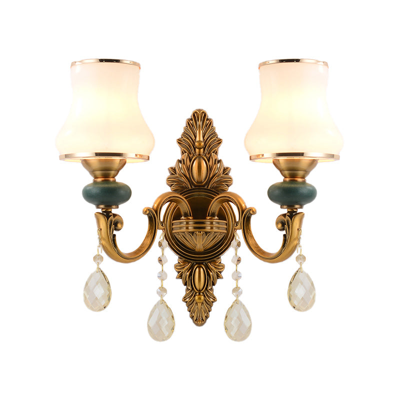 Lisslune | Vase White Glass Wall Mount Light Nordic Living Room 1/2 Heads Brass Wall Lamp