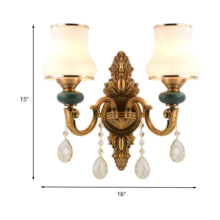 Lisslune | Vase White Glass Wall Mount Light Nordic Living Room 1/2 Heads Brass Wall Lamp