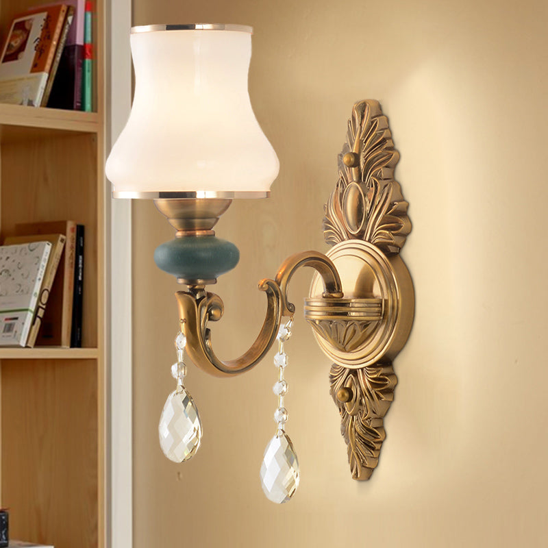 Lisslune | Vase White Glass Wall Mount Light Nordic Living Room 1/2 Heads Brass Wall Lamp