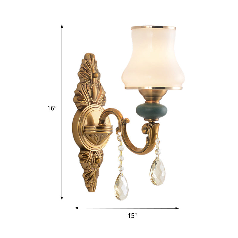 Lisslune | Vase White Glass Wall Mount Light Nordic Living Room 1/2 Heads Brass Wall Lamp