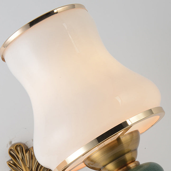 Lisslune | Vase White Glass Wall Mount Light Nordic Living Room 1/2 Heads Brass Wall Lamp