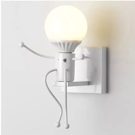 Skørter | Sitting People Shaped Wall Lamp One Bulb Modern Style Metal Night Light for Bedroom