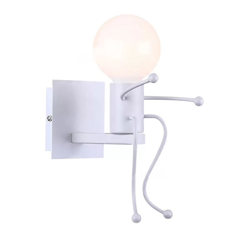 Skørter | Sitting People Shaped Wall Lamp One Bulb Modern Style Metal Night Light for Bedroom