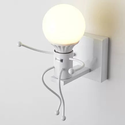 Skørter | Sitting People Shaped Wall Lamp One Bulb Modern Style Metal Night Light for Bedroom