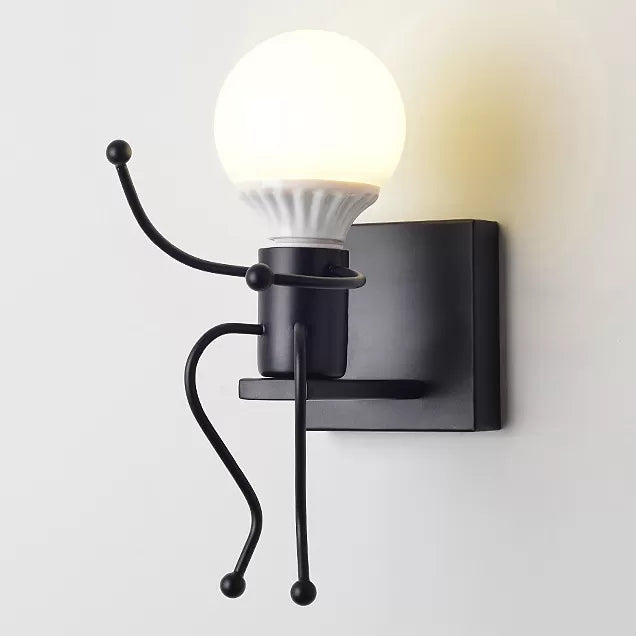 Skørter | Sitting People Shaped Wall Lamp One Bulb Modern Style Metal Night Light for Bedroom