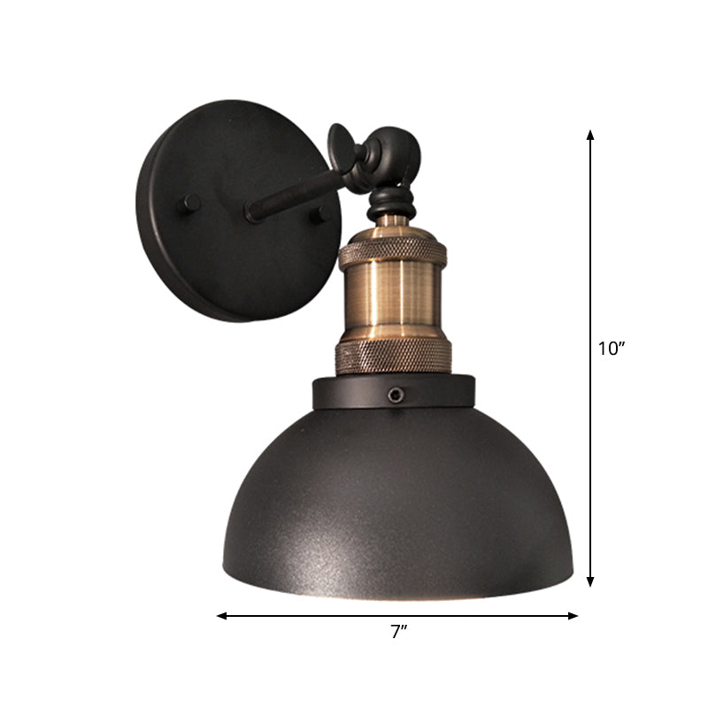 Lisslune | Dome Restaurant Wall Light Metal 1 Light Modern Style Adjustable Wall Lamp in Black
