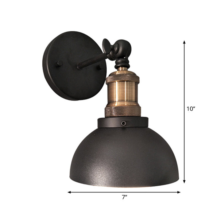 Lisslune | Dome Restaurant Wall Light Metal 1 Light Modern Style Adjustable Wall Lamp in Black
