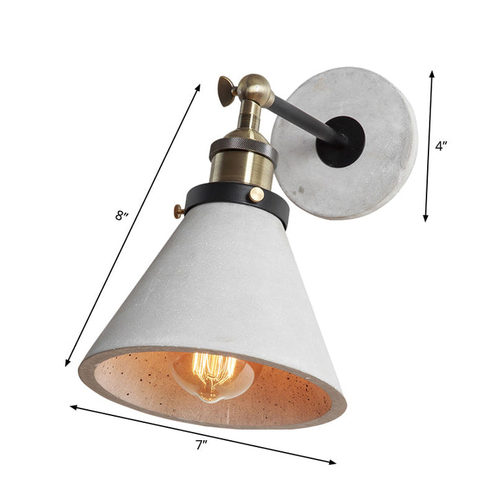 Skørter | Cone/Cylinder/Bowl Bedroom Wall Mounted Light Cement 1 Head Industrial Style Corner Adjustable Wall Lamp in Gray