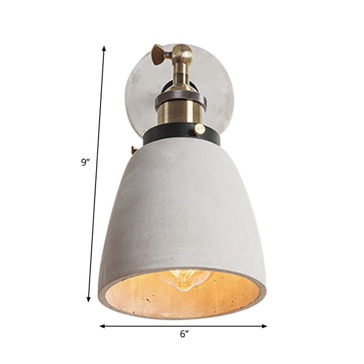 Skørter | Cone/Cylinder/Bowl Bedroom Wall Mounted Light Cement 1 Head Industrial Style Corner Adjustable Wall Lamp in Gray