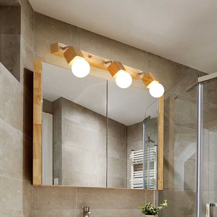 Lisslune | Modern Wooden Cosmetic Mirror Light Adjustable Wall Arm Bathroom Cosmetic Wall Lights