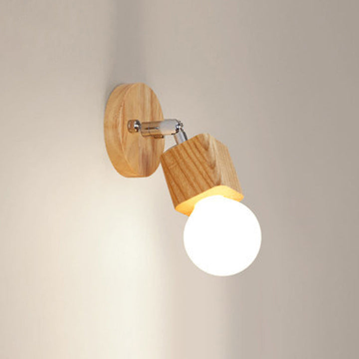Lisslune | Modern Wooden Cosmetic Mirror Light Adjustable Wall Arm Bathroom Cosmetic Wall Lights