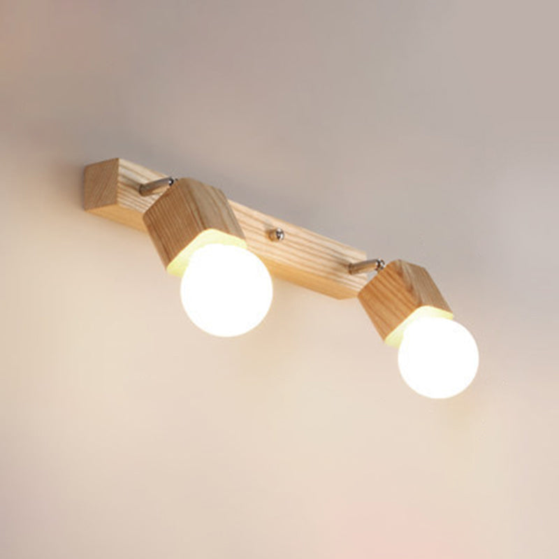 Lisslune | Modern Wooden Cosmetic Mirror Light Adjustable Wall Arm Bathroom Cosmetic Wall Lights