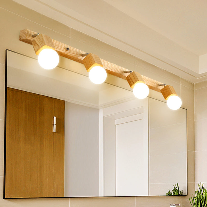 Lisslune | Modern Wooden Cosmetic Mirror Light Adjustable Wall Arm Bathroom Cosmetic Wall Lights
