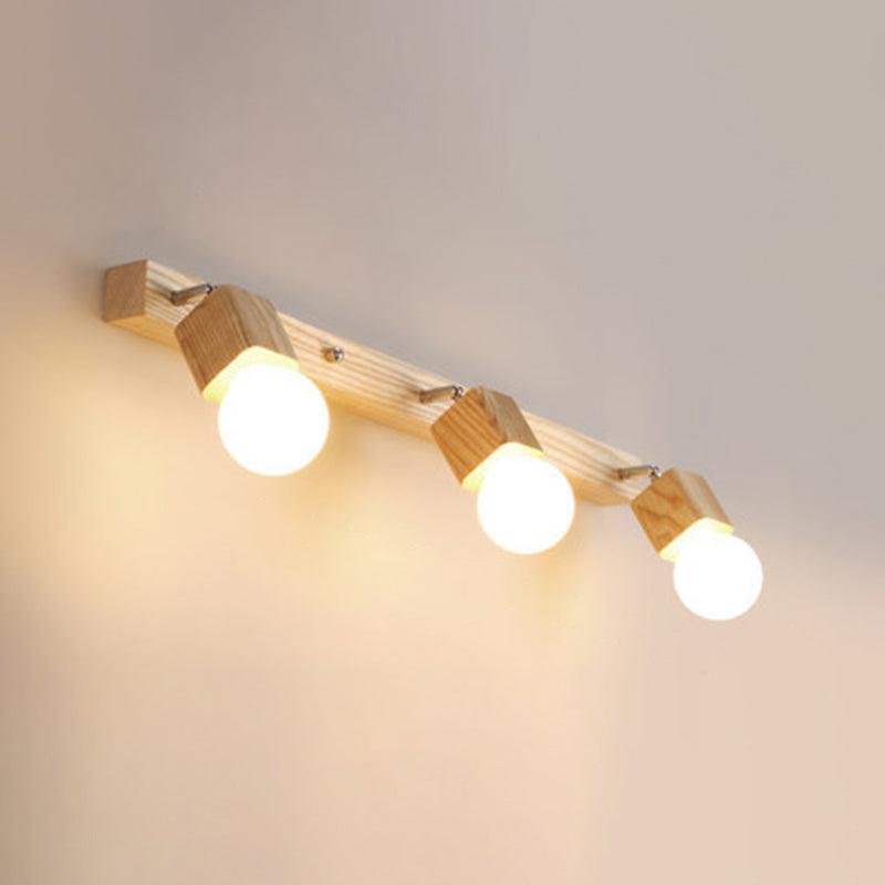 Lisslune | Modern Wooden Cosmetic Mirror Light Adjustable Wall Arm Bathroom Cosmetic Wall Lights