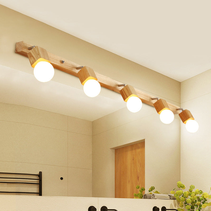 Lisslune | Modern Wooden Cosmetic Mirror Light Adjustable Wall Arm Bathroom Cosmetic Wall Lights